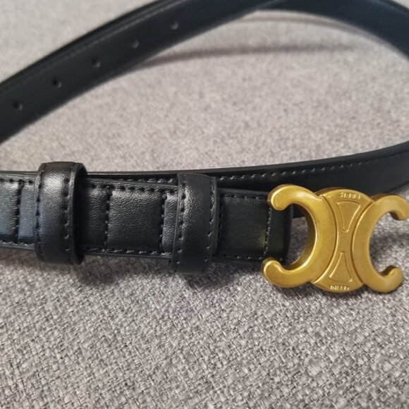 Celine Belt Triomphe Leather Belt with Gold Buckle - Picture 3 of 3